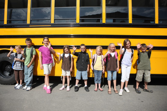 Students at School Bus